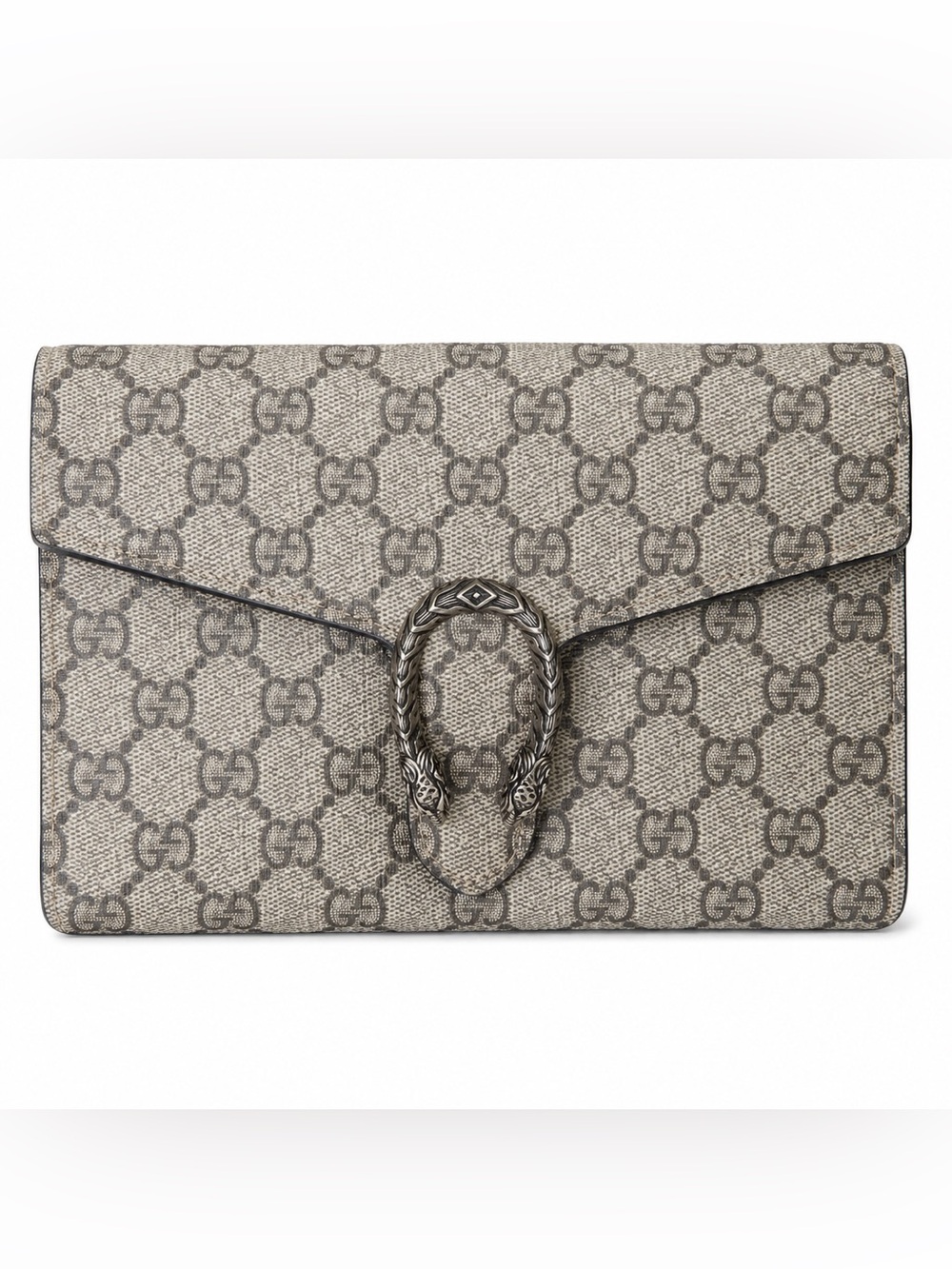 Gucci Beige GG Supreme Dionysus Crossbody Bag with Silver Chain